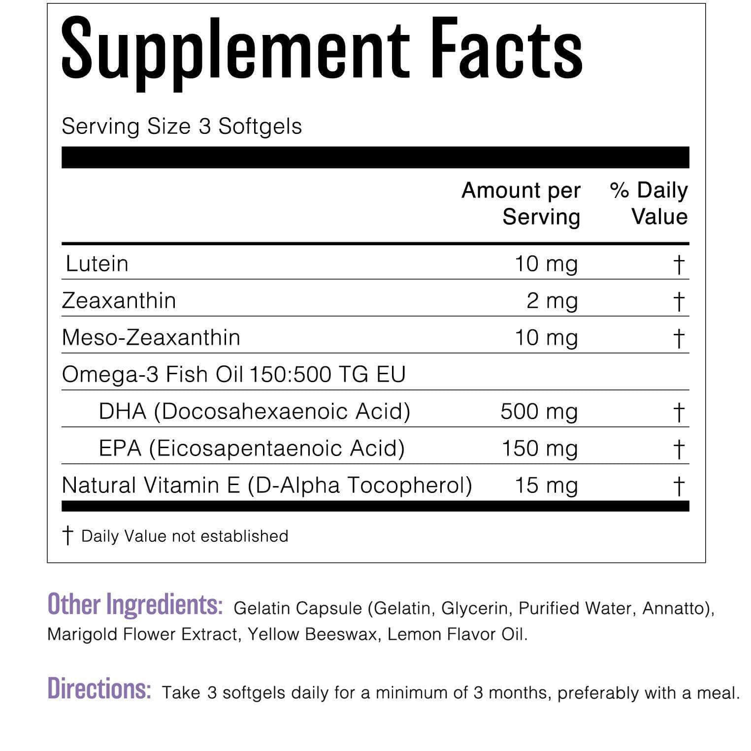 Memory Health Supplement Facts